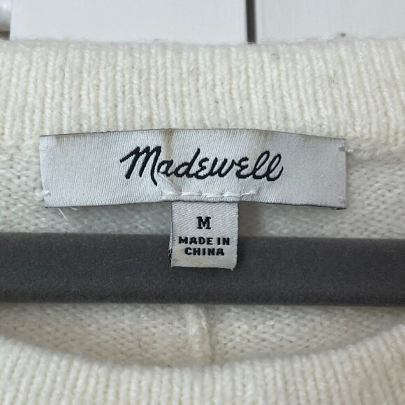 Madewell Tie-Front Wrap Sweater medium cream wool blend - Picture 8 of 14